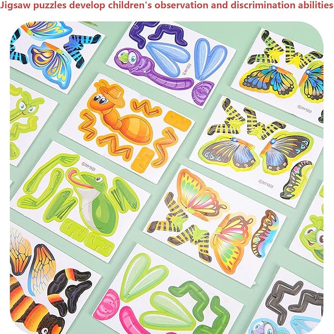 30PCS Flowarmth Puzzle, 3D Cartoon Puzzles for Kids Ages 4-8, Educational 3D Cartoon Puzzle, 30PCS Not Repeating 3D Puzzles for Kids, DIY 3D Animal Jigsaw Puzzles Art Crafts Gifts (Dinosaurs)