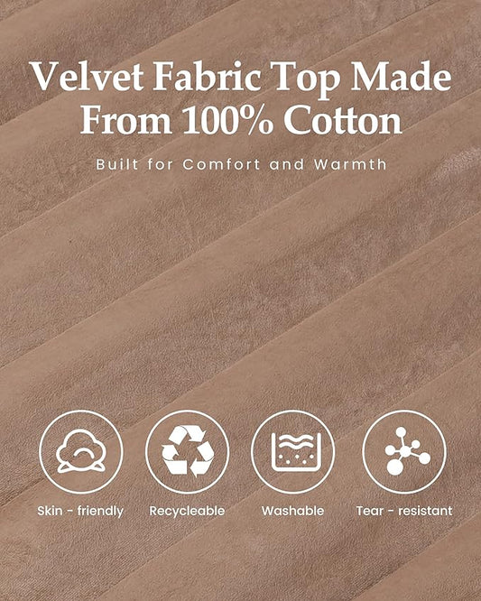 Inflatable Sleeping Pad for Camping, Extra-Thick 4.75 Inch Air Mattress with Soft Cotton Top, Machine Washable, Family Lightweight 4-Season Pad for Camping, Traveling & Hiking, Brown