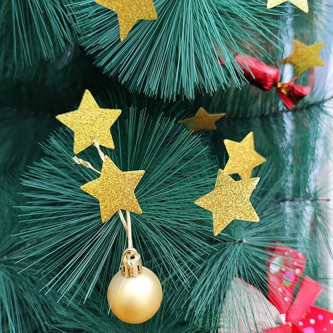 1.5 inch Gold Glitter Adhesive Star Stickers for New Year Birthday DIY Decoration Pack of 150
