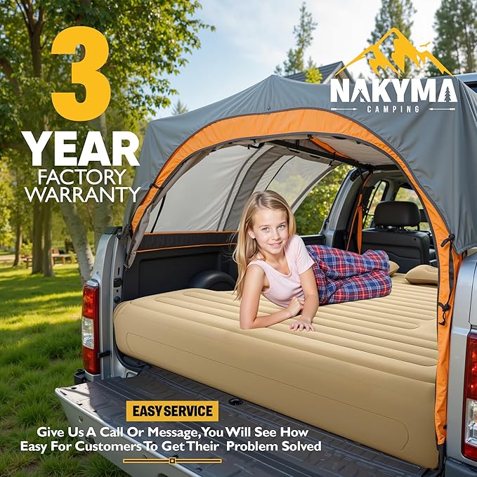 Truck Bed Air Mattress with Extension for 5.5-5.8ft Full Size Short Truck Beds Tent, 86.6"x63"x9.8" Inflatable Camping Air Mattress Pickup Bed with 12V Pump, Sleeping Pad for F-Series, Ram etc