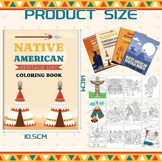 24 Pcs Native American Heritage Month Coloring Book Bulk Heritage Month Coloring Book Heritage Month Western Coloring Book Mini DIY Art Drawing Book for Gifts Party Supplies