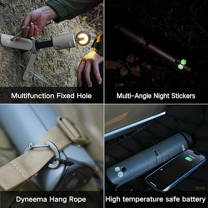 Camping Light Telescopic, Collapsible Magnetic Camping Lantern with 12000mAh Battery, Telescoping IPX6/IPX7 Waterproof Flashlights, Camping Lamp for Emergency, Camping, Hiking (Military Green)