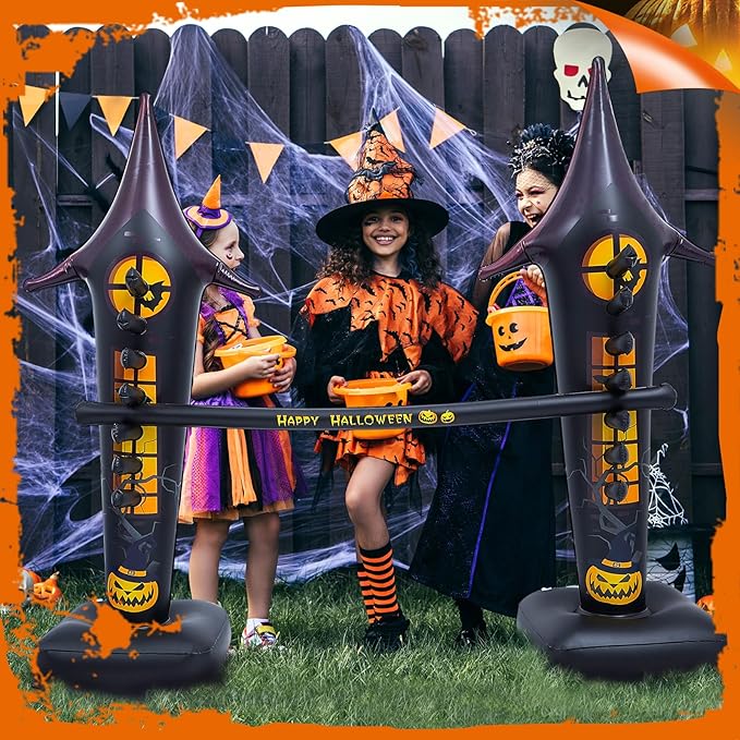 Poen 1 Set Halloween Inflatable Limbo Game Halloween Party Games for Kids Adults Carnival Games Ghost Pumpkin Inflatable Decoration for Indoor Outdoor Lawn Yard Party Games Party Supplies