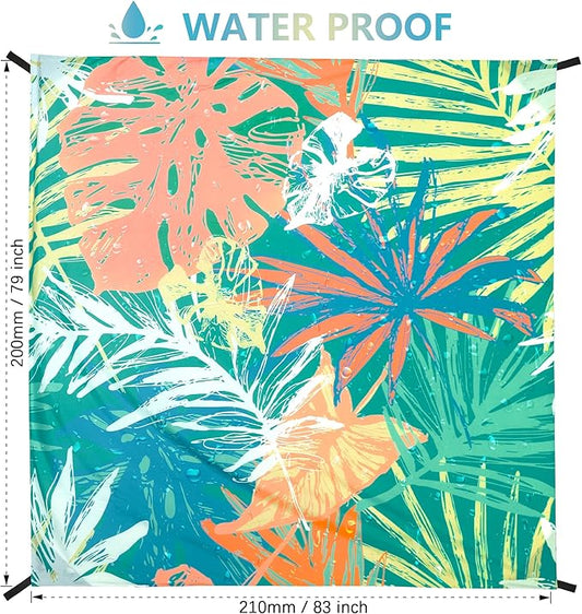 Beach Blanket Waterproof Sandproof Beach Mat 79" X 83" /10'x9'for 2-8 Adults Quick Drying Outdoor Picnic Mat Beach Accessories for Travel, Camping, Hiking