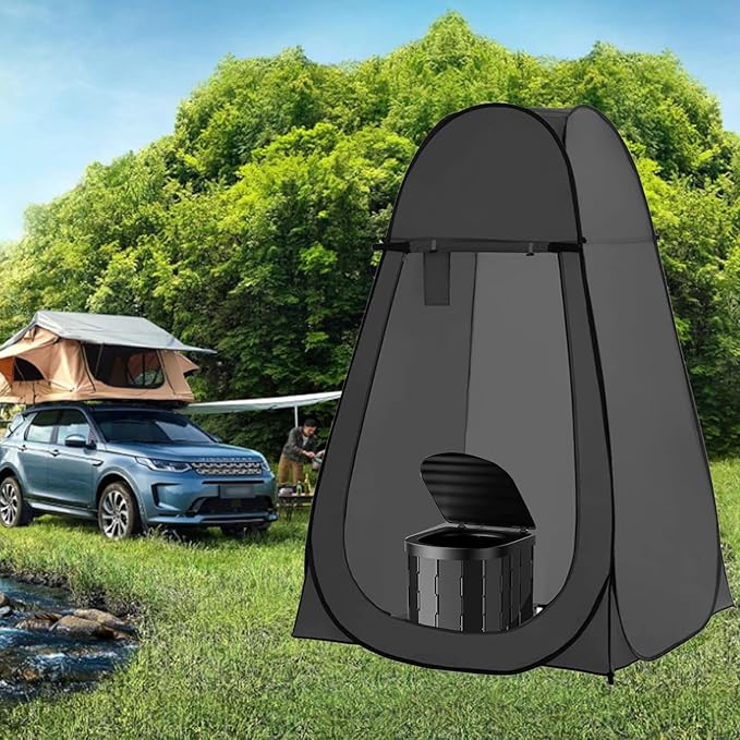 Portable Toilet and Privacy Tent for Adults, Pop Up Potty Tents Outdoor Portable Toilet for Camping with 12 Toilet Bags, Pop-up Tent for Toilet, Travel, Changing