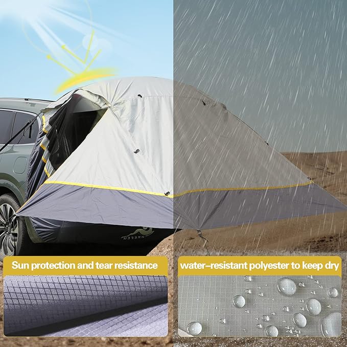 SUV Tent Car Awning, UPF 50++ with Portable Waterproof Storage Bag, Tear-Resistant, Large Space, Good Vision, Smooth Ventilation, Suitable for Outdoor Beach Camping Auto Canopy Shade…