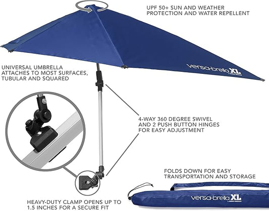 Sport-Brella Versa-Brella SPF 50+ Adjustable Umbrella with Universal Clamp
