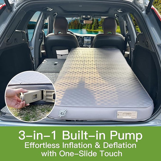 4" Ultra-Thick Self-Inflating Sleeping Pad with 3-in-1 Rechargeable Pump, Air Adjustable Foam Camping Mattress, Fast Inflate & Deflate 9.5R Heavy-Duty Camping Mat for Car, Truck, Van, Rooftop Tent