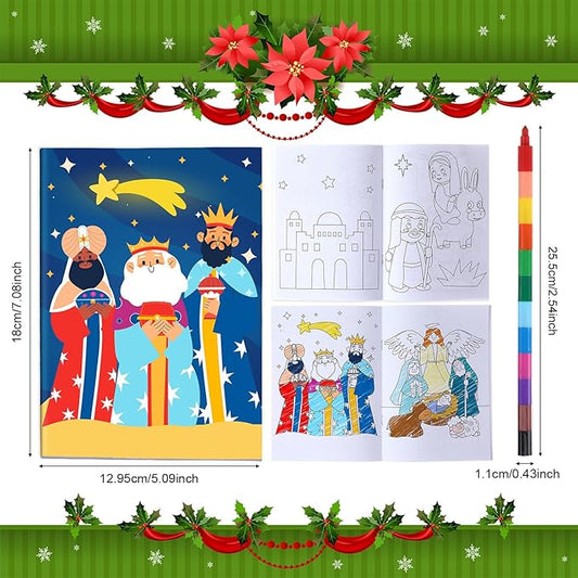 24 Pcs Christmas Coloring Book for Kids Bulk with 24 Crayons, Christmas Activity Books with Marker Xmas Stocking Goodie Bag Stuffers for Holiday Students Classroom Gifts Party Favors (Adorable)