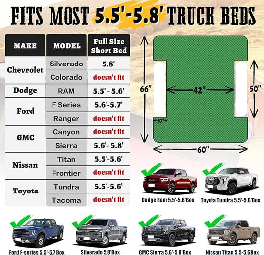 Umbrauto Inflatable Truck Air Mattress for 5.5-5.8ft Full Size Short Truck Bed, Pickup Truck Tent Camping Mattress, Blow Up Pick Up Truck Air Bed for Outdoor Travel