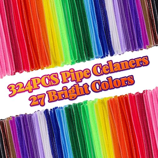 Caydo 324 Pieces Pipe Cleaners 27 Colors Chenille Stems for DIY Art Creative Crafts Project Decorations (6 mm x 12 Inch)