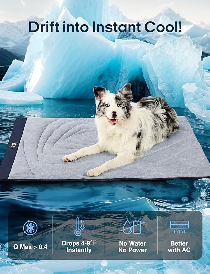 ZonLi Dog Cooling Mat, 59" x 40"Extra Large, Waterproof Cooling Pad for Dogs & Cats, Portable & Durable Pet Mat for Crate, Trunk, Camping, Outdoors, Machine Washable, Tidal Blue