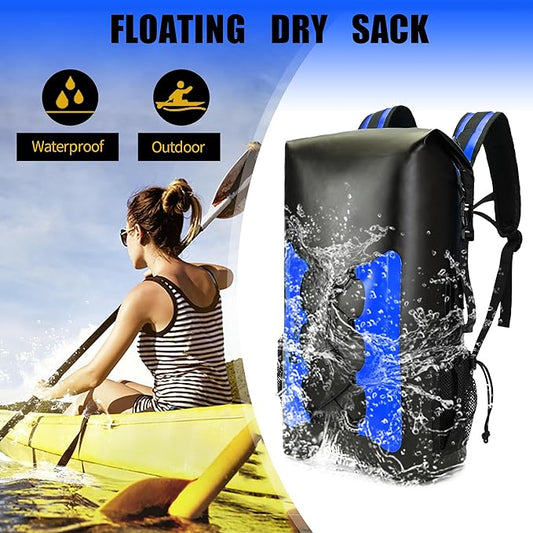 8 Fans Waterproof Backpack 40L,Floating Dry Bag with Phone Case,Roll Top Closure Waterproof Bag for Kayak Boating Sailing Canoeing Rafting Fishing Camping Blue