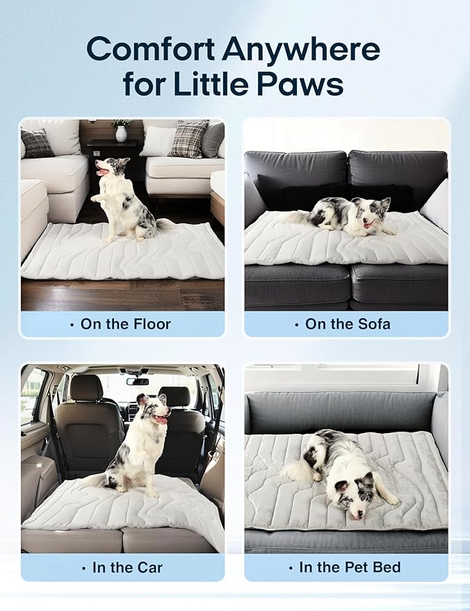 ZonLi Dog Cooling Mat, 20" x 16"Small, Reversible Cooling Pad for Cats & Rabbits (Cool & Warm), Durable & Machine Washable, Pet Mat for Crate, Kennel, Bed, Sofa, Arctic Grey