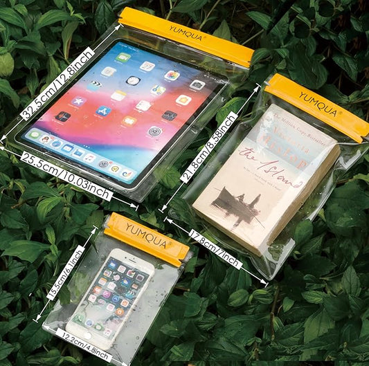 Clear Waterproof Bags 5 Pack Set, Watertight Pouch Holder for Document Map Camera Mobile Phone Car Key, fits Kayaking Boating Hiking Water Sports