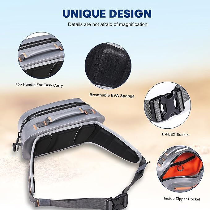 WILD HEART Airtight Waterproof Waist Bag Luya Bag 3D Dimension Shape Case 3.6L TPU Material for Outdoor Kayaking, Rafting, Boating, Swimming, Camping, Hiking, Beach, Fishing (Grey)