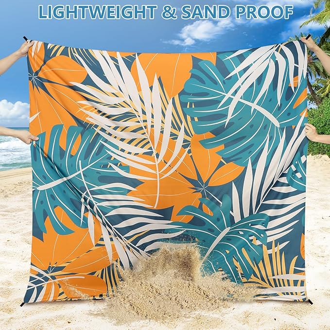 AISPARKY Beach Blanket Waterproof Sandproof, Oversized Large Beach Mat 79" X 83"/120"x108" for 1-8 Adults, Quick Drying&Compact&Lightweight, Picnic Mat Vacation Essentials for Beach Camping Travel