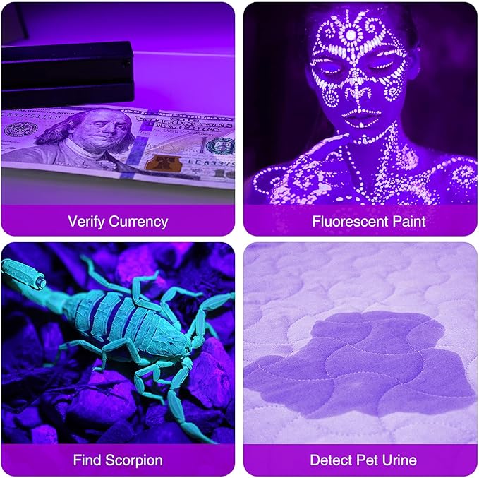 COSOOS 2 UV Flashlight Black Light, 2 Pack 395nm Mini Pen Light with Clip, Waterproof Ultraviolet Flashlight for Pet Urine Detector, Scorpions Finder, Hotel Inspection, Dry Stain and Bed Bugs