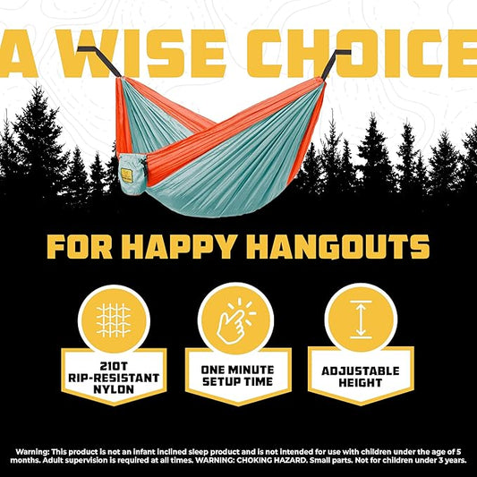 Wise Owl Outfitters Hammock for Camping Hammocks Gear for The Outdoors Backpacking Survival or Travel - Portable Lightweight Parachute Nylon - Up to 500lbs