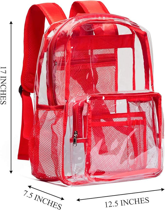 Vorspack Clear Backpack - Heavy Duty PVC Transparent See Through Backpack for College & Workplace