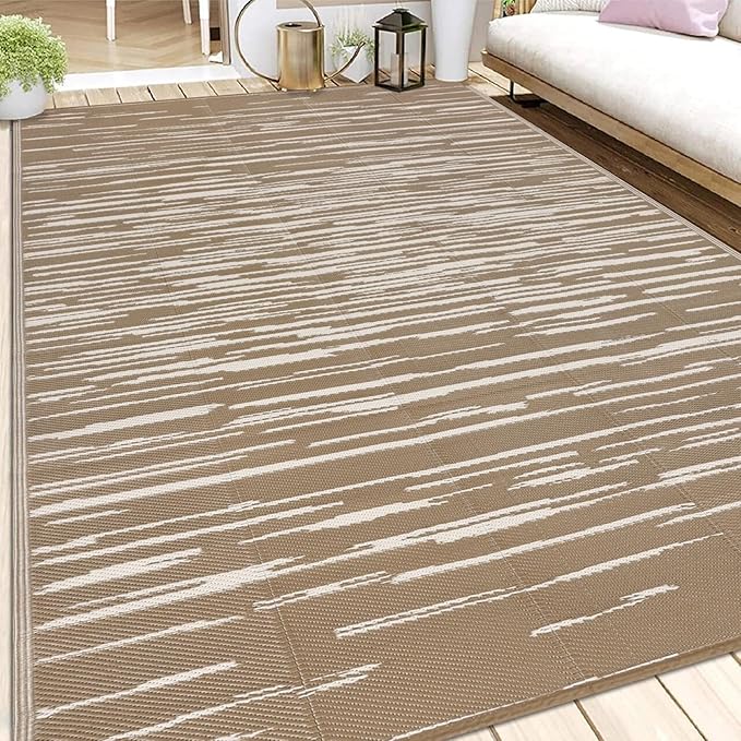 HEBE Outdoor Rug 6'x9' for Patios Clearance Waterproof Patio Mat Plastic Straw Rug Reversible RV Camping Tent Rug Outside Indoor Outdoor Area Rugs for RV,Deck,Beach,Balcony,Camper