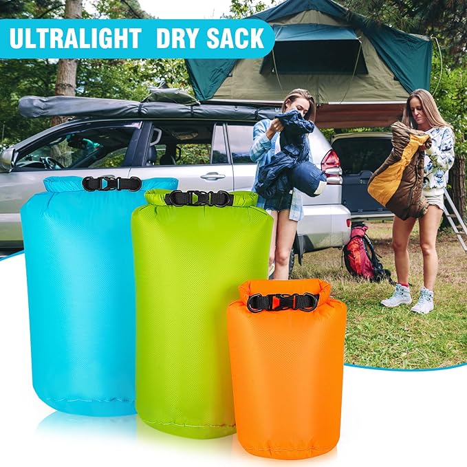 Waterproof Dry Bag 3-Pack, 5L/15L/30L Ultralight Dry Sack Portable Storage Pouch Pack for Hiking, Backpacking, Kayaking, Camping, Swimming, Boating
