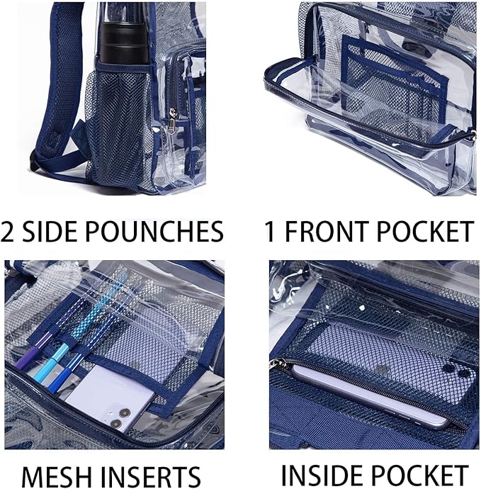 Vorspack Clear Backpack - Heavy Duty PVC Transparent See Through Backpack for College & Workplace