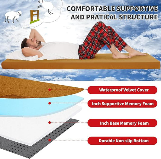 HOMBYS 3 INCH Thick Waterproof Memory Foam Camping Mattress for Outdoor Sleeping, Portable Roll Up Mattress Pad Mat for Travel Truck Bed Tent