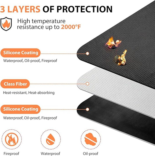 Under Grill Mats for Outdoor Tabletop Grill - 24 X 31 inch Fireproof-Grill Mats Easy to Clean Reusable Grill Mat, Heat Resistant Grill Table Mat, Fireproof, Waterproof, Oil Proof BBQ Mat