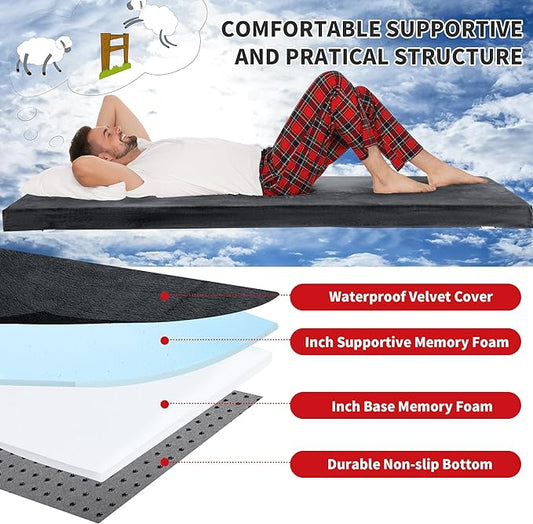 HOMBYS 3 INCH Thick Waterproof Memory Foam Camping Mattress for Outdoor Sleeping, Portable Roll Up Mattress Pad Mat for Travel Truck Bed Tent