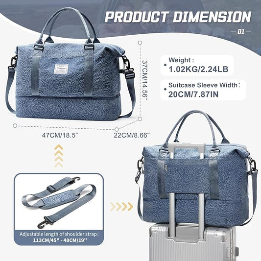 Travel Duffel Bag,Sports Tote Gym Bag,Shoulder Weekender Overnight Bag for Women