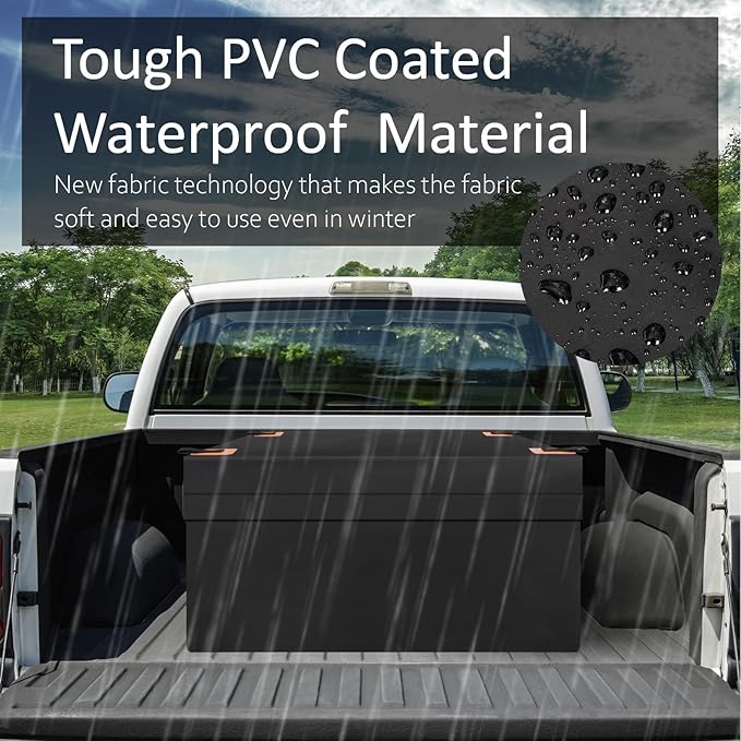 100% Waterproof Truck Bed Cargo Bag, 28 Cubic Feet, Storage for Long Road Trips, Durable Waterproof Zipper,Tarpaulin PVC Vinyl UV Resistant Fabric with 4 Stretch Cord (55''x40''x22'')
