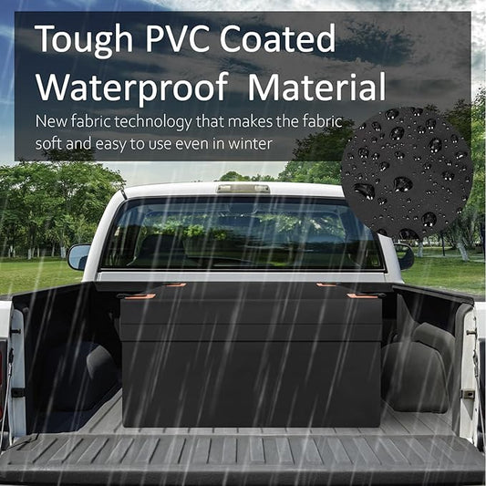 100% Waterproof Truck Bed Cargo Bag, 28 Cubic Feet, Storage for Long Road Trips, Durable Waterproof Zipper,Tarpaulin PVC Vinyl UV Resistant Fabric with 4 Stretch Cord (55''x40''x22'')
