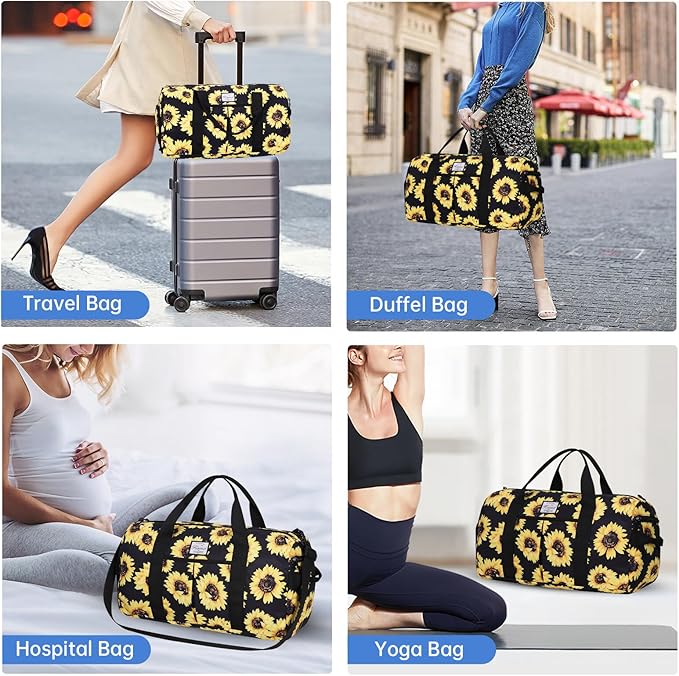 KAMO Travel Duffle Bag, Weekender Bags for Women with Shoe Compartment, Gym Bag for Women with Wet Pocket Workout Dance Tote Bag Personal Item Travel Bag with Trolley Sleeve