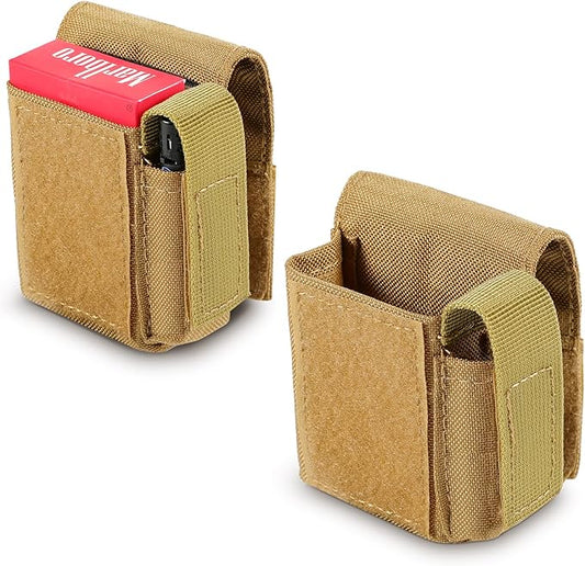 2 Pack Tactical Pouches, Molle EDC Compact Pouch Small Utility Pouch Accessories Battery Cigarette Case Card Holder Lighter Slot Mini Cigar Belt Waist Pack