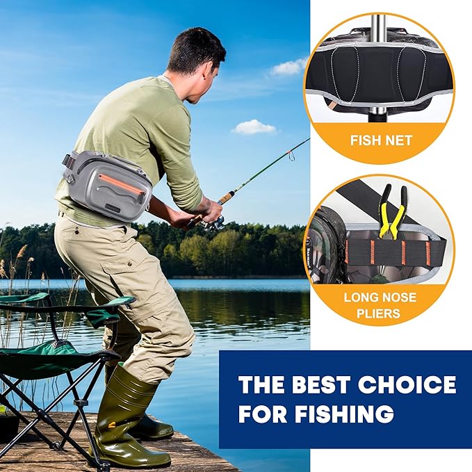 WILD HEART Airtight Waterproof Waist Bag Luya Bag 3D Dimension Shape Case 3.6L TPU Material for Outdoor Kayaking, Rafting, Boating, Swimming, Camping, Hiking, Beach, Fishing (Grey)