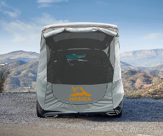 Hasika Canopy Tent Easy Set Up Sun Shade with Mesh Netting for Camping Road Trip Park Waterproof 3000MM UPF 50+ Gray