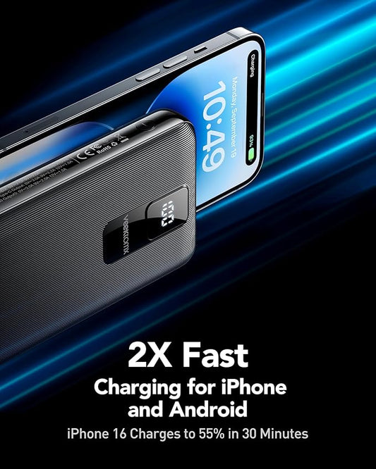 30000mAh Portable Charger LED Display Power Bank Fast Charging QC 3.0& PD External Battery Pack USB C Cell Phone Charger Compatible with iPhone 16/15/14/13 Pro Series Steam Samsung Galaxy iPad Tablet