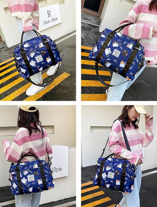 Travel Duffle Bag Weekender Overnight Bag Gym Tote with Dry and Wet Separated Pocket for Women Girls Shoulder Workout Duffel Bag Water Resistant (lovely cats)