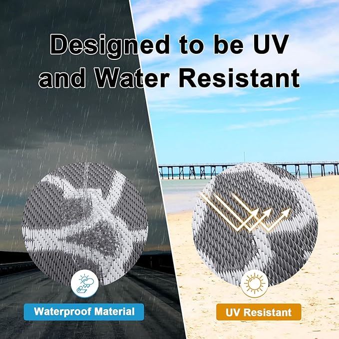 HEBE Outdoor Rug 6'x9' for Patios Waterproof Clearance Reversible Patio Mat Plastic Straw Rug RV Camping Mat Outside Area Rug Carpet for Camping RV,Porch,Deck,Balcony,Camper,Backyard