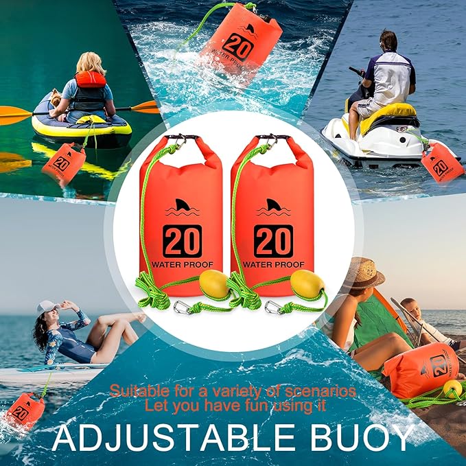 4 Set 2 in 1 Sand Anchor and Buoy Kit Floating Bag Kayak Anchor Waterproof Dry Bag for Lake Beach Boats Watercrafts Hiking Camping Water Sports Surfing Tubing Kayaking(Orange)