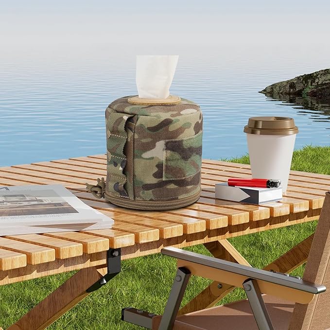 AOUTACC Tactical Roll Paper Storage Bag,Toilet Roll Paper Storage Holder with Molle Mounting Strap,Tissue Cover Organizer for Outdoor Camping,Hiking,Tactical Game-MC03