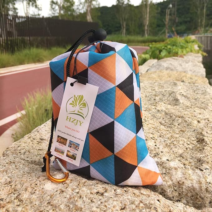 Outdoor Blanket (71" x 55") -Compact, Lightweight, Sand Proof Pocket Blanket Best Mat for The Beach, Hiking, Travel, Camping, Festivals with Pockets, Loops, Stakes, Carabiner