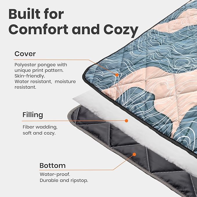 Waterproof Outdoor Blanket, 78.7x55inch, Printed Large Picnic Blankets, Foldable Picnic Mat, Camping Blanket for Picnic, Grass, Park, Lawn, Beach - Abstract Line