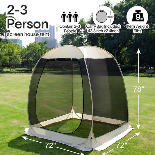 Alvantor Screen House Gazebo, 6-10-15 Person Pop Up Igloo Screened Canopy Tent with Mosquito Netting Sides, Instant UV Resistant Sun Shelter for Garden, Patio, Backyard