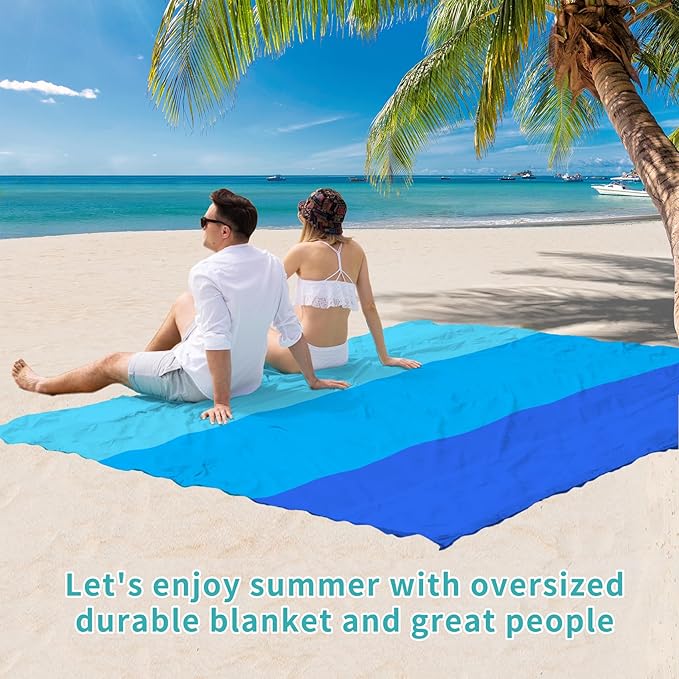 BYDOLL Beach Blanket Waterproof Sandproof 78''ร81'' Suits1-4 Adults Compact Lightweight Oversized Sand-Free Blanket Large Picnic Mat for Beach Travel Camping Hiking