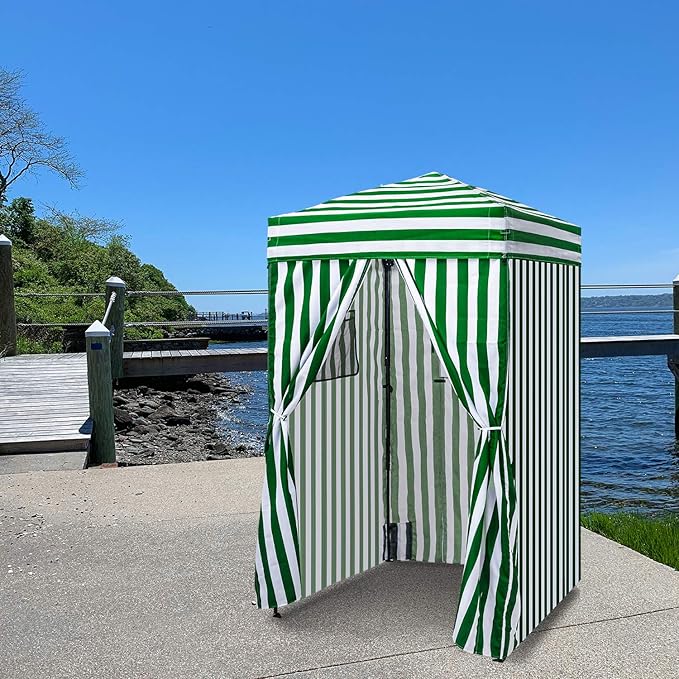 EAGLE PEAK Flex Ultra Compact 4x4 Pop-up Canopy, Sun Shelter, Changing Room, Portable Privacy Canopy Cabana for Pool, Fashion Photoshoots, or Camping, 4x4 ft, Green/White