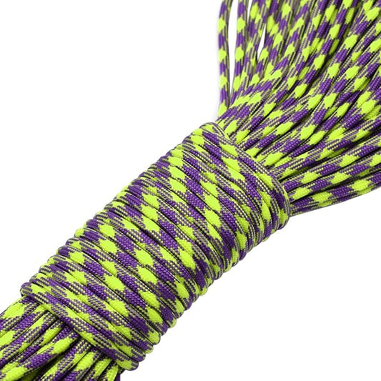 100ft Type III 7 Strand Core Paracord 550 Parachute (41# Purple+Yellow)