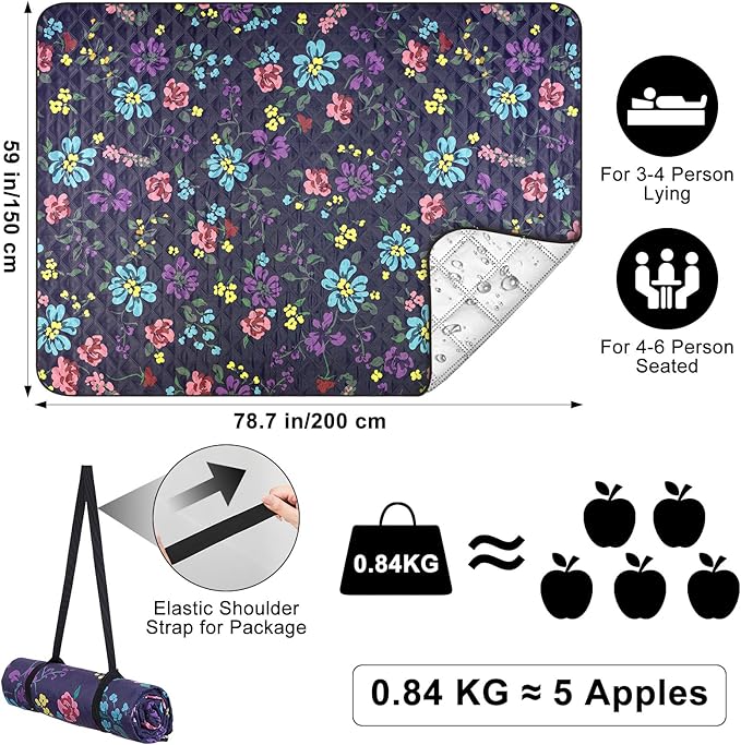 ICOSY Picnic Blankets Beach Blanket, Waterproof Outdoor Blanket Sandproof Picnic Camping Mat Camping Essentials 78" x 59"