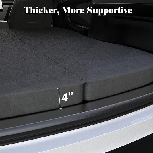 Ferlizer 4" Memory Foam Camping Mattress for Tesla Model Y, 76" x 43", Foldable Car Sleeping Pad with Plush Washable Cover, CertiPUR-US Certified, Dark Grey